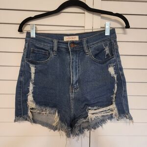 Like New Vibrant M.I.U Distressed Super High Rise Denim Shorts